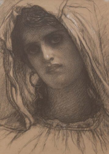 oeuvre de ernest hébert - portrait d’une italienne - fusain sur papier