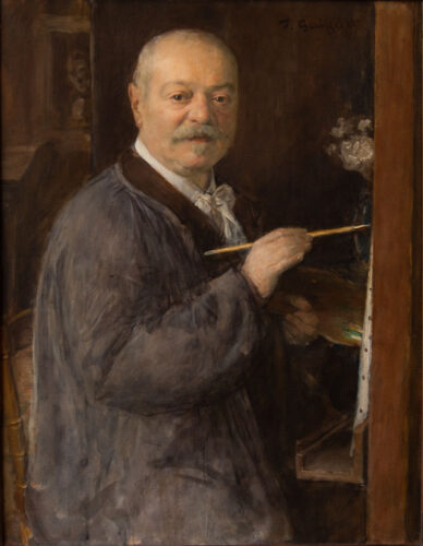 oeuvre de françois-joseph guiguet - portrait en train de peindre - huile sur toile