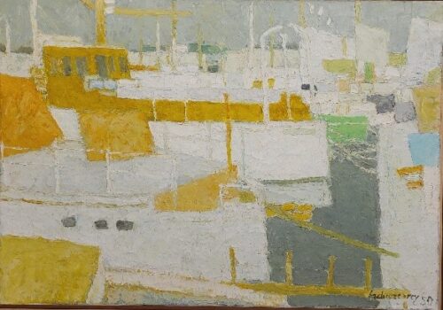 oeuvre de henri lachièze-rey - port de saint-tropez - huile sur toile