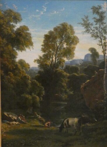 oeuvre de paul flandrin - personnages au bord de l’albarine - huile sur toile