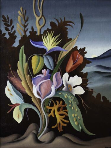 oeuvre de robert pernin - bouquet surréaliste - huile sur toile