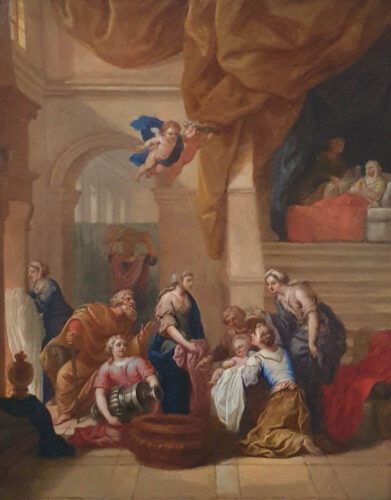 oeuvre de jacques stella - naissance de la vierge - huile sur cuivre