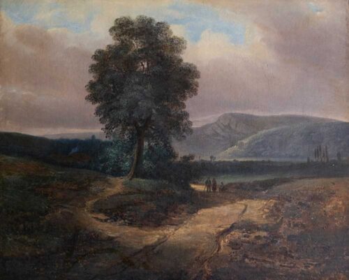 oeuvre de jean achard - paysage animé - huile sur toile