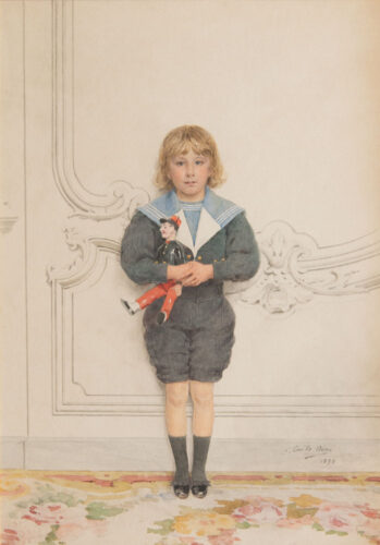 oeuvre de louis émile adan - portrait d’un enfant - aquarelle sur papier