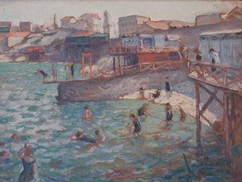 oeuvre de albert andré - plage des catalans à marseille - huile sur toile