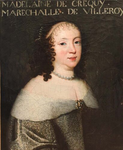 oeuvre de anonyme - madeleine de créquy, épouse du maréchal neuville de villeroy, gouverneur du lyonnais - huile sur toile