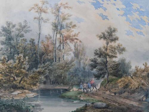 oeuvre de anonyme - petit paysage - aquarelle sur papier