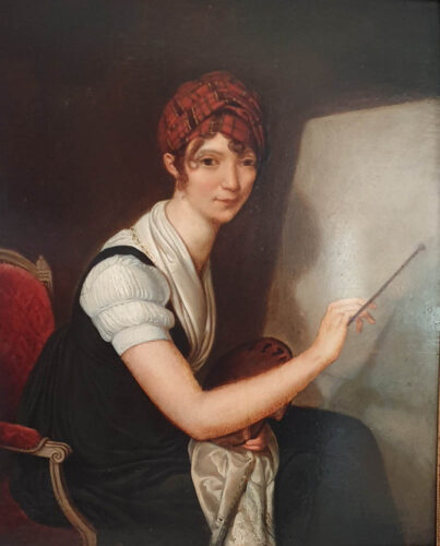 oeuvre de anonyme - portrait d’une femme peintre - huile sur panneau