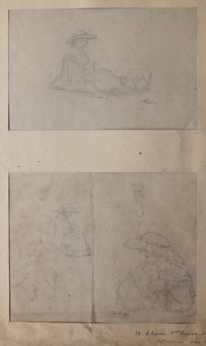 oeuvre de adolphe appian - divers croquis représentant mme appian (anne doix) - sur papier