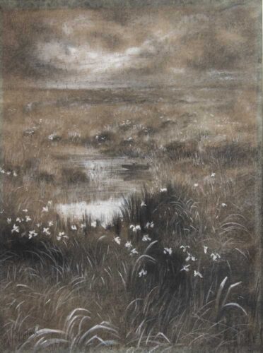 oeuvre de adolphe appian - paysage au clair de lune - fusain sur papier