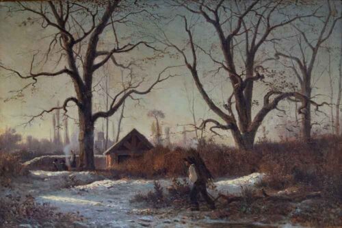 oeuvre de adolphe appian - paysage enneigé - huile sur toile