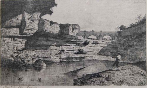 oeuvre de adolphe appian - pêcheur à optevoz - eau forte sur papier