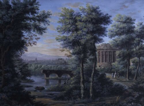 oeuvre de louis bacler d’albe - jardin et ruines - gouache sur papier