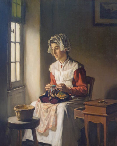 oeuvre de joseph bail - la dentelière à la fenêtre - huile sur toile