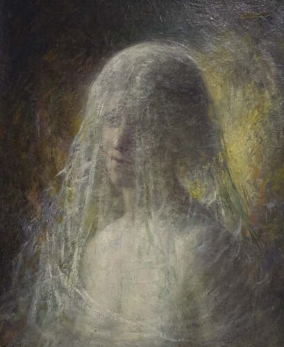 oeuvre de claude barriot dit claudius - la communiante - huile sur toile