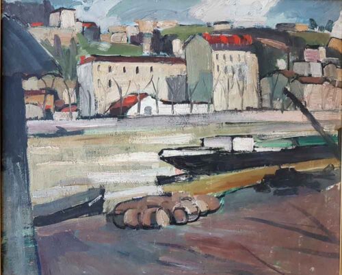 oeuvre de adrien bas - saint-rambert -l’île barbe - huile sur bois