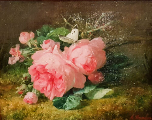 oeuvre de andré benoît perrachon - jeté de roses - huile sur toile