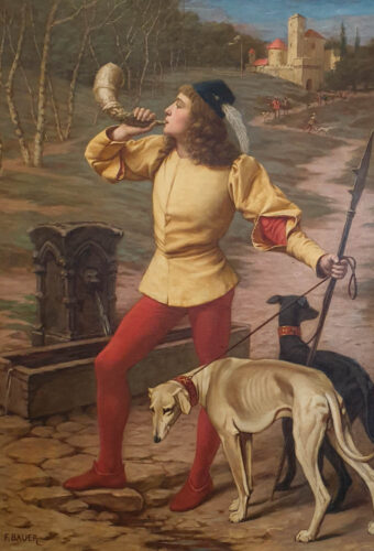 oeuvre de félix bauer - le départ pour la chasse - huile sur toile