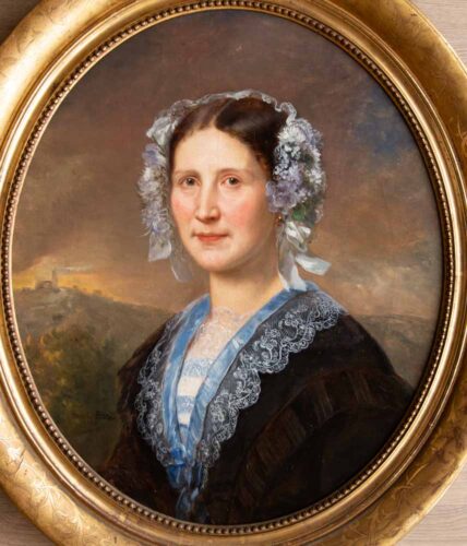 oeuvre de charles-louis bazin - portrait de femme - huile sur toile