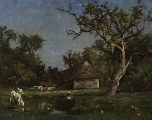 oeuvre de charles beauverie - le bord de l’étang - huile sur panneau