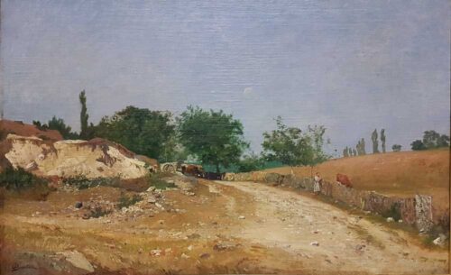 oeuvre de charles beauverie - grand paysage animé - huile sur toile