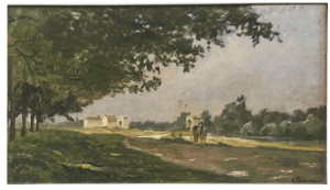oeuvre de charles beauverie - chemin de halage - huile sur panneau