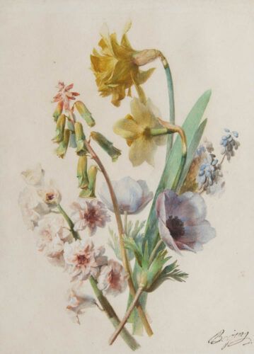 oeuvre de antoine berjon - un bouquet - aquarelle sur papier