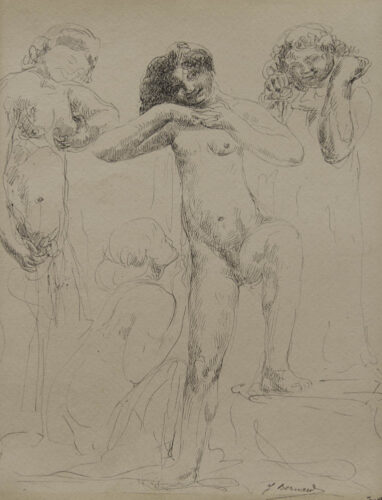 oeuvre de joseph bernard - quatre femmes nues - encre sur papier