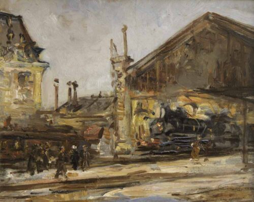 oeuvre de louis beysson - la gare de perrache - huile sur carton