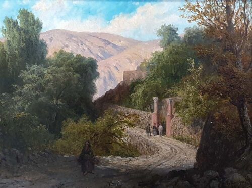 oeuvre de pharamond blanchard - paysage mexicain - huile sur panneau