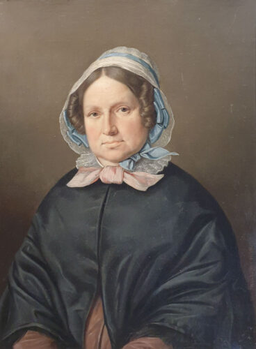 oeuvre de jean-baptiste bonjour - portrait de femme - huile sur papier marouflé