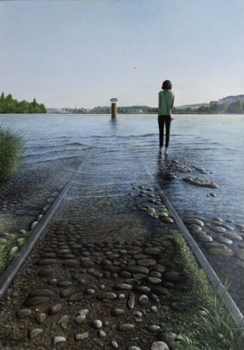 oeuvre de michel borro - le lâcher-prise (confluence) - huile sur toile