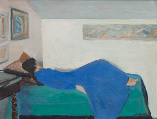 oeuvre de suzanne briançon-ruetsch - le repos dans l’atelier - huile sur toile