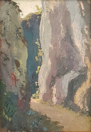 oeuvre de eugène brouillard - le col - huile sur carton