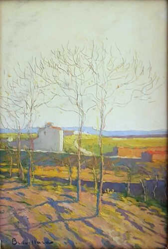 oeuvre de eugène brouillard - petit paysage fauve - huile sur carton