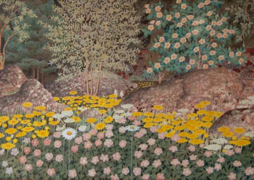 oeuvre de oskar bergman - fleurs - aquarelle sur toile