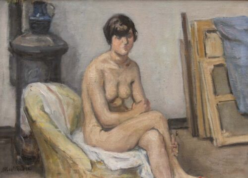 oeuvre de albert andré - nu assis dans l’atelier - huile sur toile