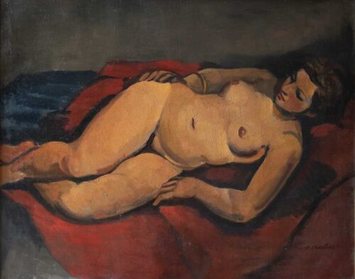 oeuvre de antoine chartres - nu allongé - huile sur toile