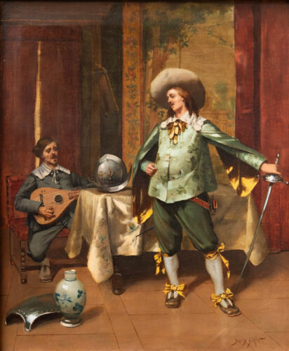 oeuvre de david-eugène girin - les tragédiens en costume louis xiii - huile sur toile