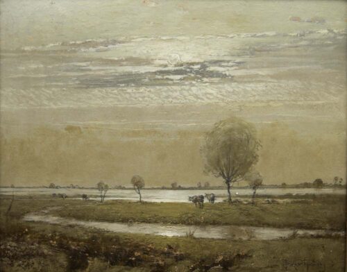 oeuvre de david-eugène girin - etang barbet villard les dombes - huile sur carton