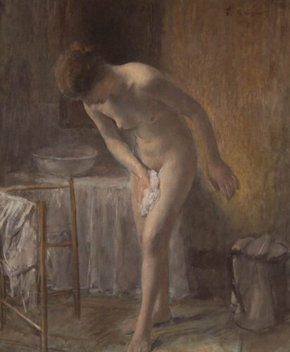 oeuvre de françois-joseph guiguet - femme se lavant - huile sur toile