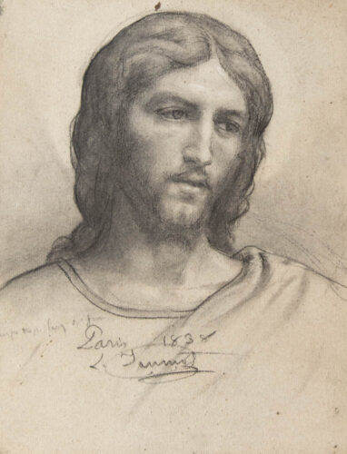 oeuvre de louis janmot - etude de figure du christ - fusain sur papier