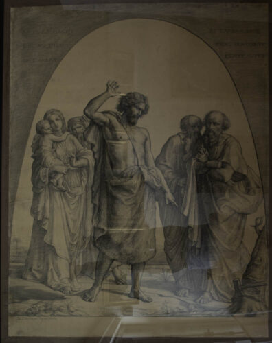 oeuvre de louis janmot - saint jean baptiste prêchant, modello pour l’église saint-augustin - graphite sur papier