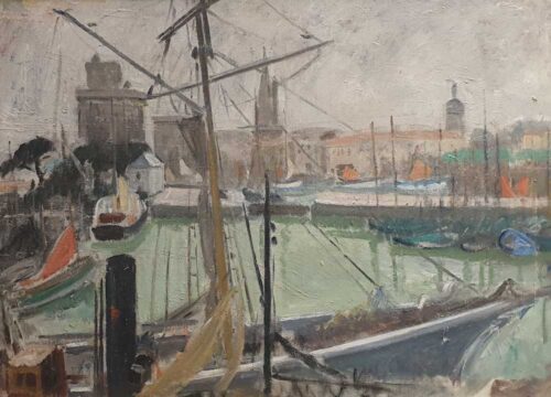 oeuvre de jean puy - le port de la rochelle - huile sur toile