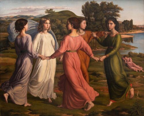 oeuvre de louis janmot - la ronde (poème de l’âme) - huile sur toile