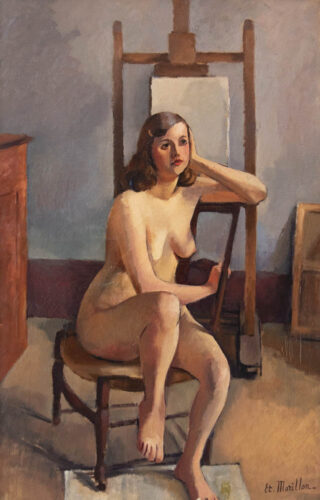 oeuvre de étienne morillon - nu dans l’atelier - huile sur toile