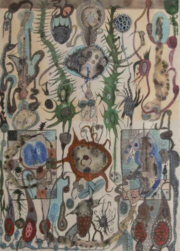 oeuvre de bernard pruvost - somniloquies multiphoniques - acrylique, encre de chine et gouache sur papier