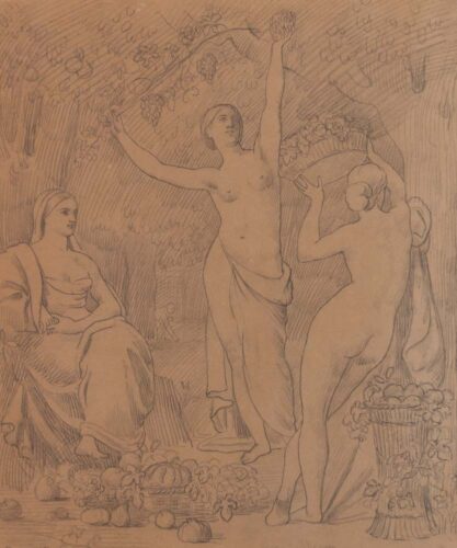 oeuvre de pierre puvis de chavannes - l’automne - pierre noire sur papier calque