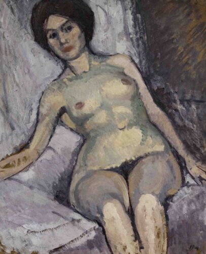 oeuvre de jean puy - nu assis - huile sur carton