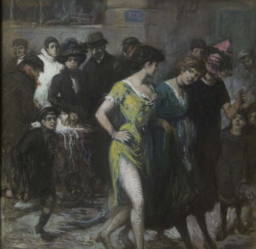 oeuvre de charles sénard - les belles du carnaval - pastel sur papier